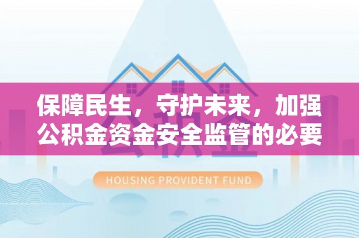 桐柏保障民生，守护未来，加强公积金资金安全监管的必要性与实践