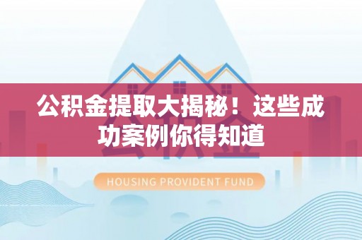 桐柏公积金提取大揭秘！这些成功案例你得知道