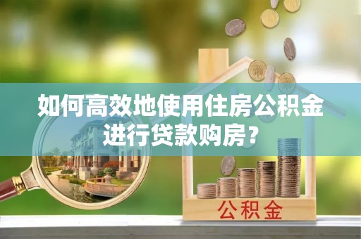 桐柏如何高效地使用住房公积金进行贷款购房？